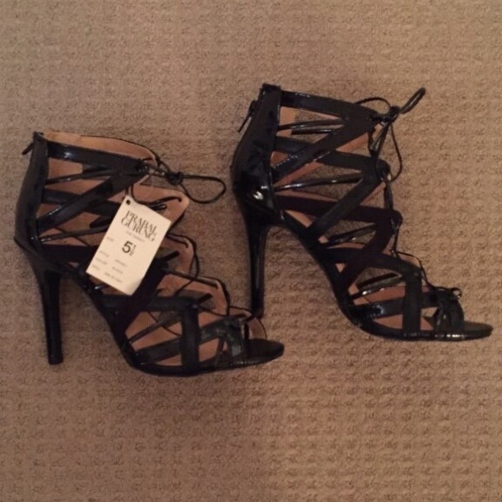 Prabal Gurung Black Lace up Heels